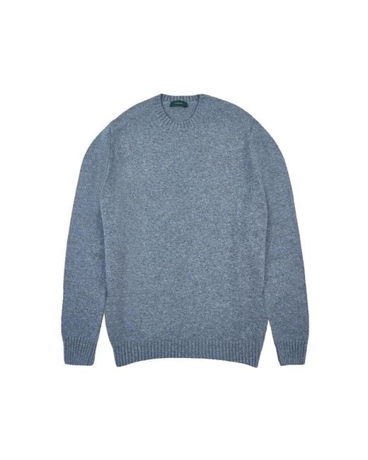 Round-Neck Knitwear Zanone de hombre de color Blue