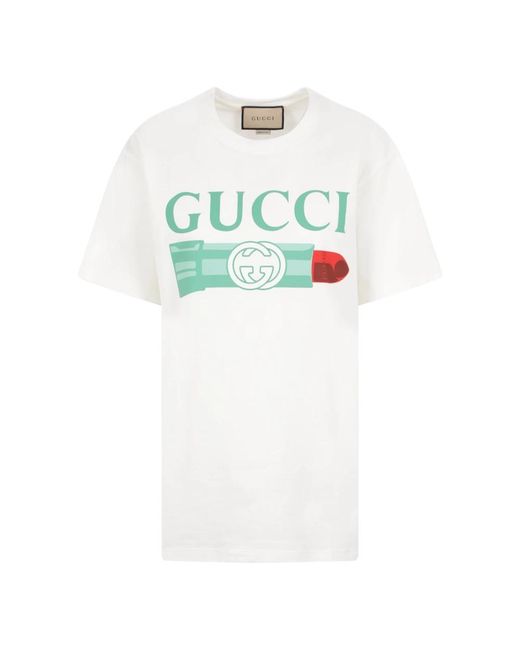 Gucci White Oversize t-shirt mit grafischem logo