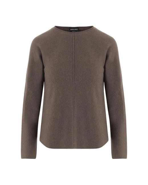 Giorgio Armani Brown Round-Neck Knitwear