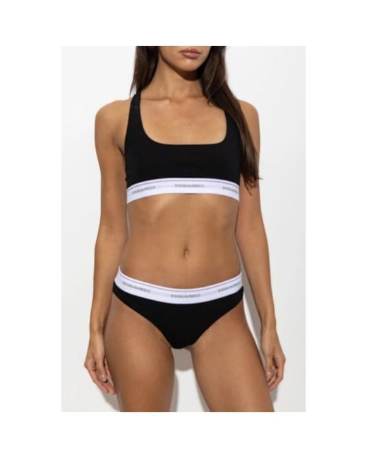DSquared² Black Logo Bra