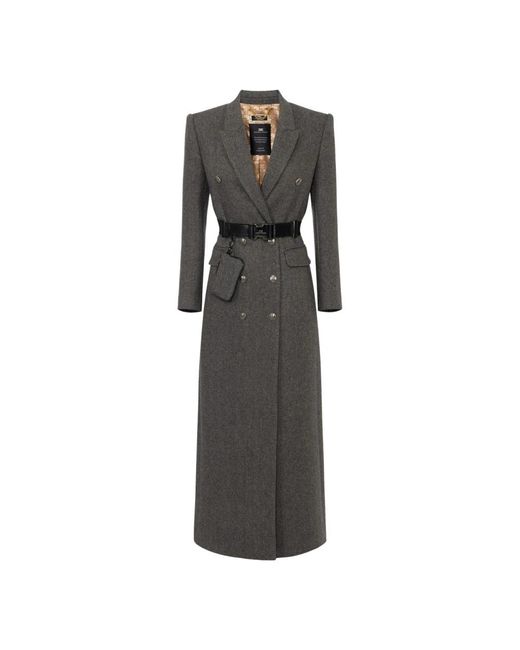 Elisabetta Franchi Black Woll-mischung tel mit kreuzdesign und gürtel
