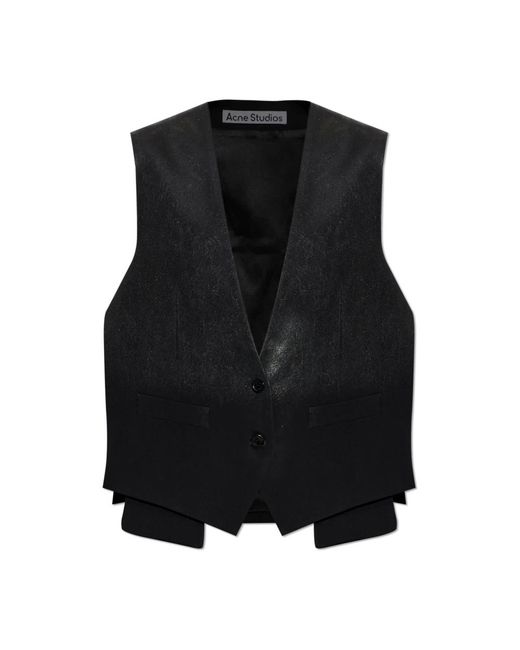 Acne Shiny Effect Vest in het Black