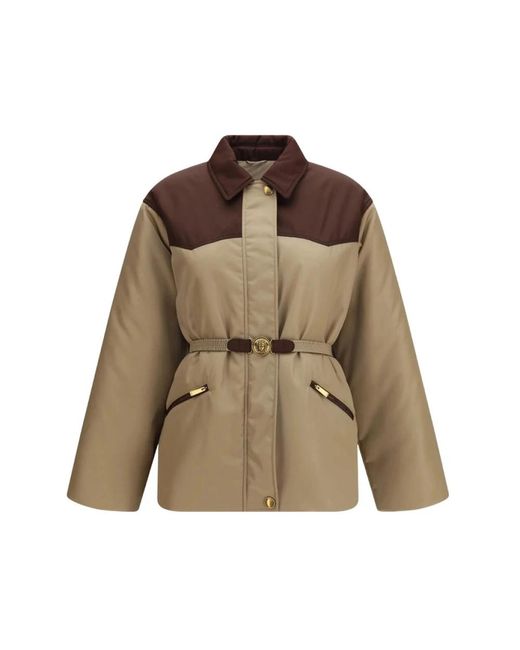 Versace Brown Belted Coats
