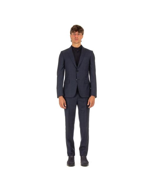 Zegna Blue Single Breasted Suits for men