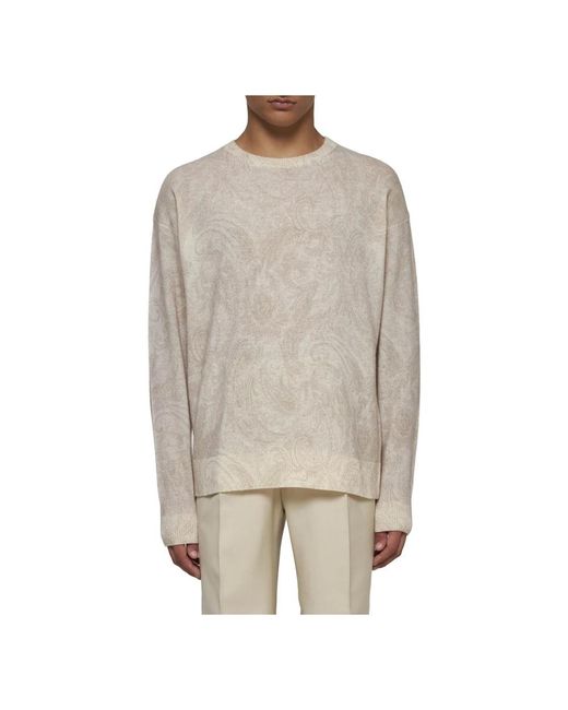 Etro White Round-Neck Knitwear for men