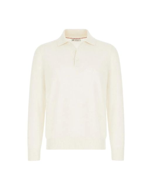 Brunello Cucinelli White Cashmere Knitwear for men