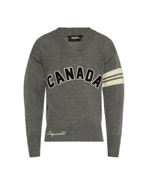 DSquared² Gray V-Neck Sweater for men
