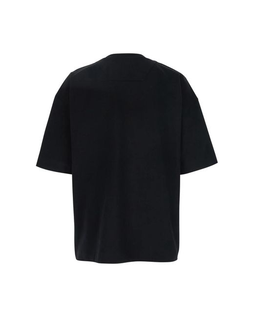 Juun.J Tops ,Zwart ,Katoen Zwart Logo Geborduurd Katoenen T-Shirt in het Black voor heren