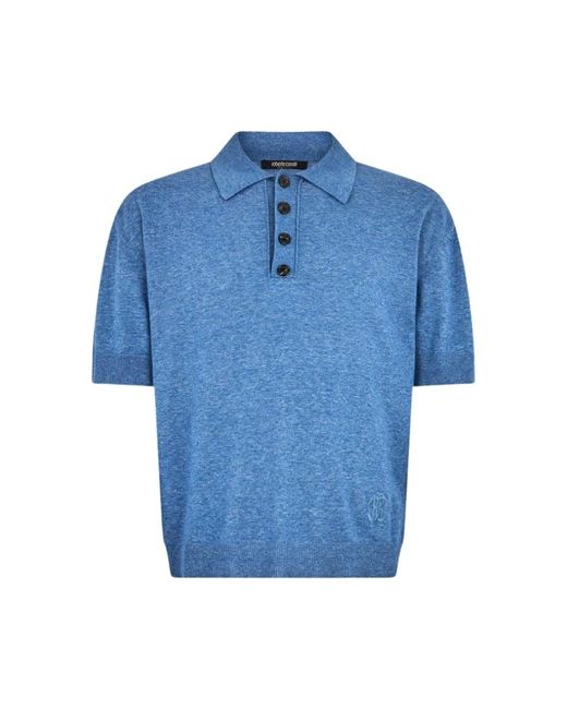 Roberto Cavalli Blue Round-Neck Knitwear for men