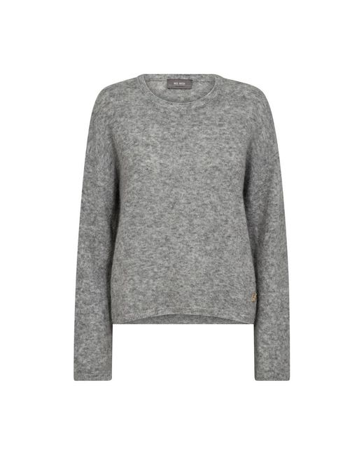Mos Mosh Gebreide O-Neck Pullover in het Gray