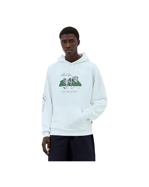 A.P.C. Hoodies & Sweatvesten ,Wit ,Katoen Hoodie Met Logo-Print in het Blue voor heren