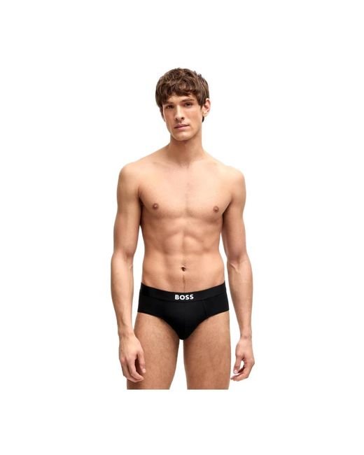 HUGO Ondergoed ,Zwart ,Katoen Katoen Stretch Hip Br 3P Ondergoed in het Black voor heren