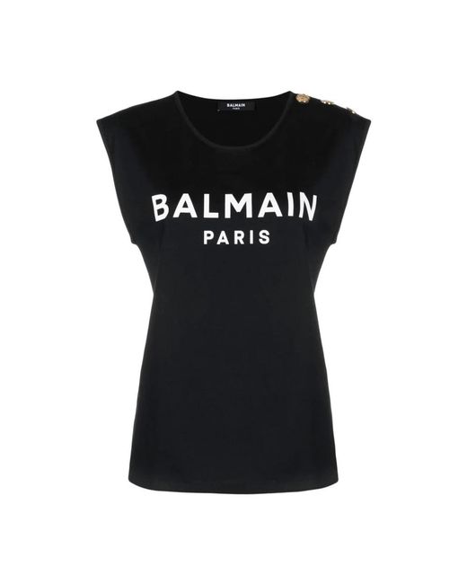 Balmain Black Sleeveless Tops