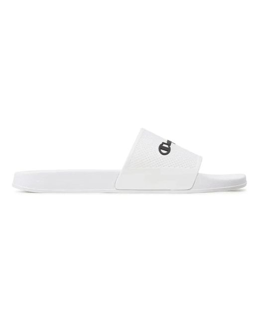 Champion Weiße slide sandalen mit logo-buchstaben in White für Herren