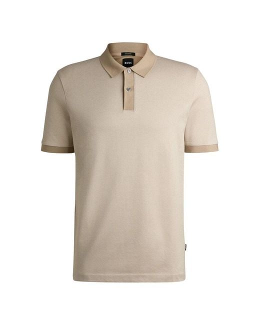 Boss Baumwoll-poloshirt mit 2 knöpfen in Natural für Herren