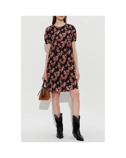 R13 Kleedjes ,Zwart ,Katoen Jurk Met Bloemenprint in het Black