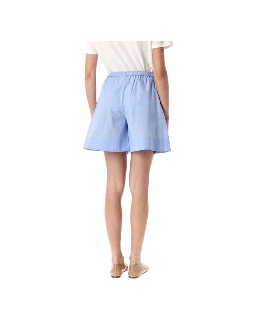 By Malene Birger Blue Blaue Gestreifte Baumwollshorts Lockere Passform