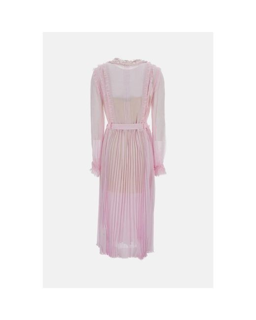 Self-Portrait Kleedjes ,Roze ,Polyester Geplooide Georgette Midi Jurk in het Pink