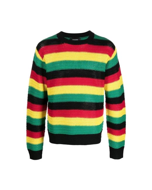 DSquared² Green Round-Neck Knitwear for men