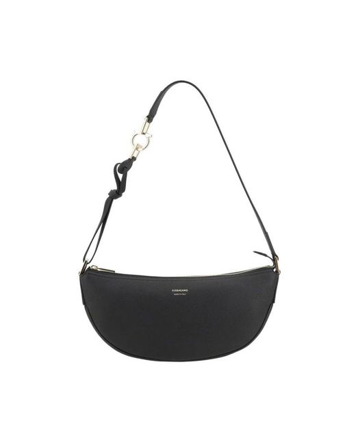 Ferragamo Black Leder Hobo Schultertasche