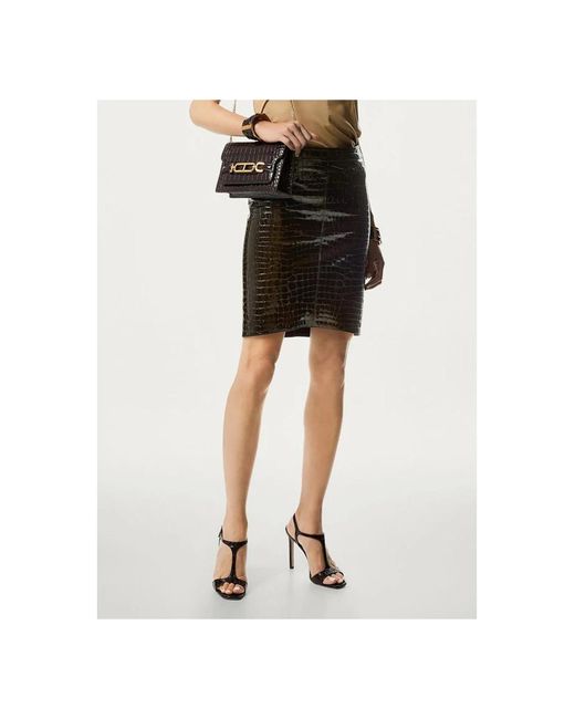 Tom Ford Rokken ,Bruin ,Croco Geëtste Glossy Rok in het Black