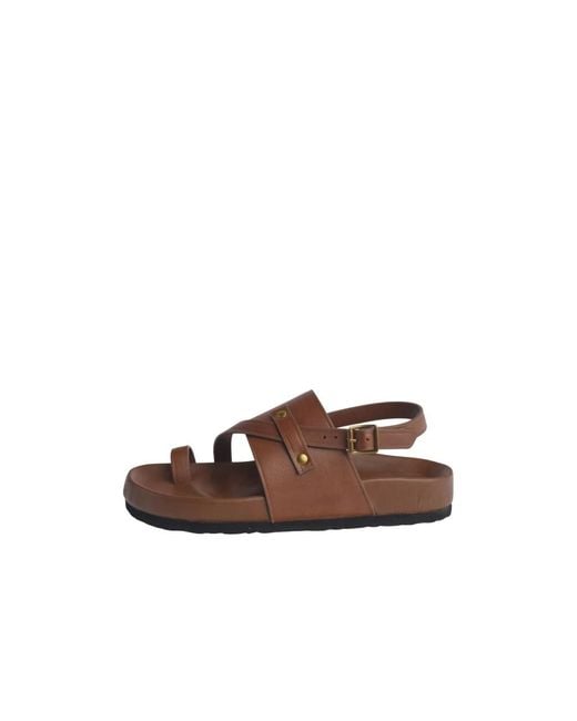 Soeur Brown Flat Sandals