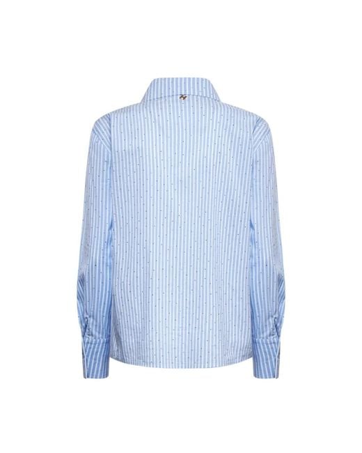 Silvian Heach Blue Gestreiftes Hemd Mit Maxikragen