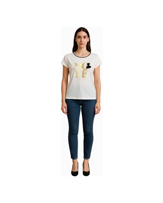 Clips Tops ,Wit ,Witte T-Shirt Met Glamour Touch in het White