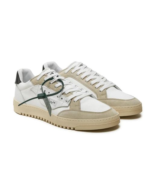 Off-White c/o Virgil Abloh Leder-Sneakers Weiß Schwarz in Green für Herren