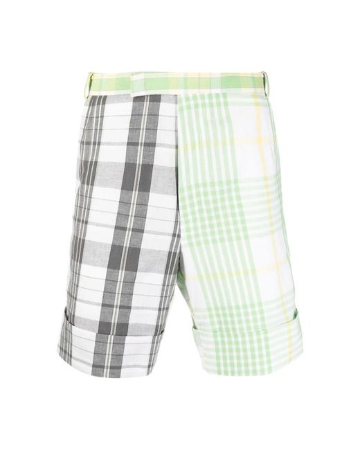 Thom Browne Madras check gürtelschlaufen-shorts in Green für Herren