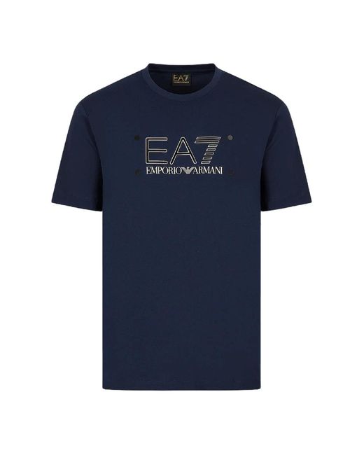 EA7 Tops ,Blauw ,Katoen Short Sleeve Logo T-Shirt in het Blue voor heren