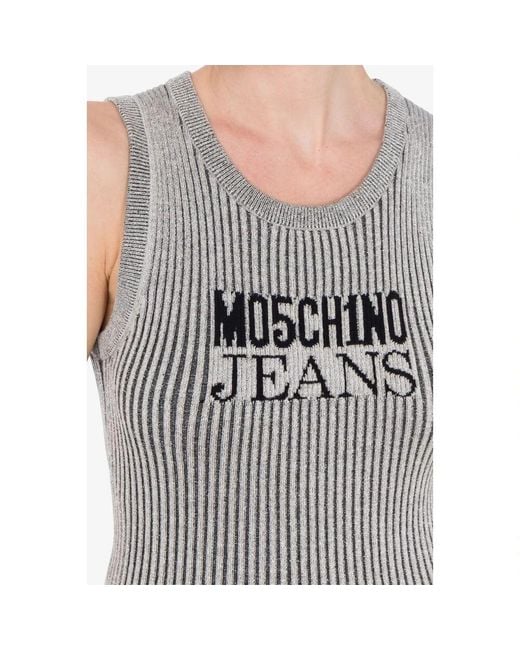 Sleeveless Tops Moschino en coloris Gray