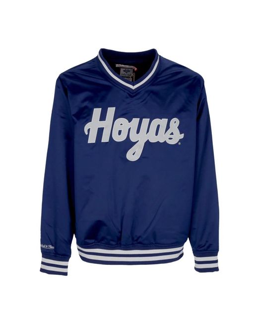 Mitchell & Ness Hoodies & Sweatvesten ,Blauw ,Satijn Georgetown Hoyas Satijnen Jas in het Blue voor heren