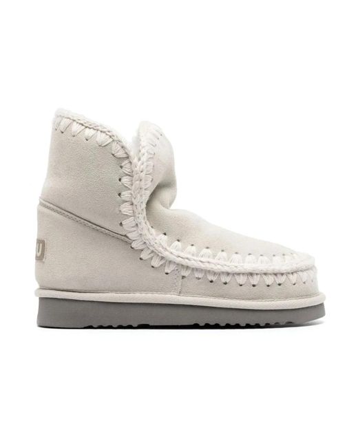 Mou Gray Silberne Schafleder Stiefeletten