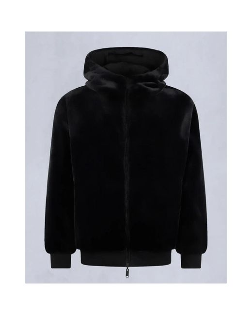 Moose Knuckles Hoodies & Sweatvesten ,Zwart ,Omkeerbare Konijn Zwarte Jas in het Black voor heren