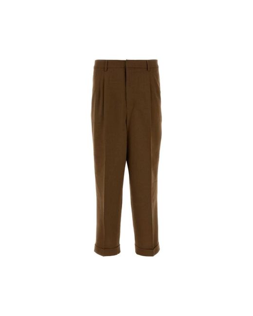 AMI Broeken ,Bruin ,Pleated Wool Broeken in het Brown voor heren