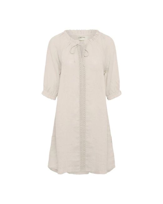 Cream Natural Spitzenkleid Kurz A-Linie Crispy Sand