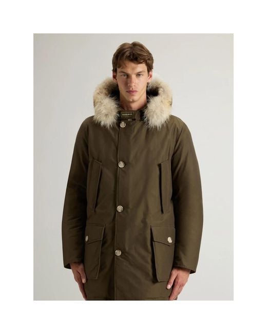 Woolrich Green Down Jackets for men