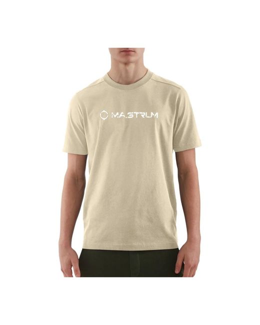 Ma Strum Tops ,Katoen Gescheurd Logo Tee Klassieke Pasvorm Stijl in het Natural voor heren