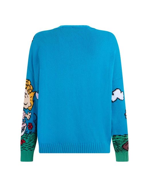 Philosophy Di Lorenzo Serafini Blue Round-Neck Knitwear