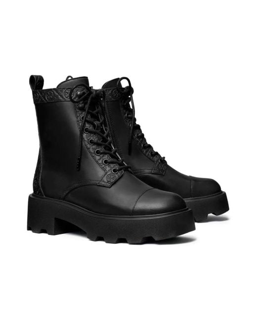 Tory Burch Black Lace-Up Boots