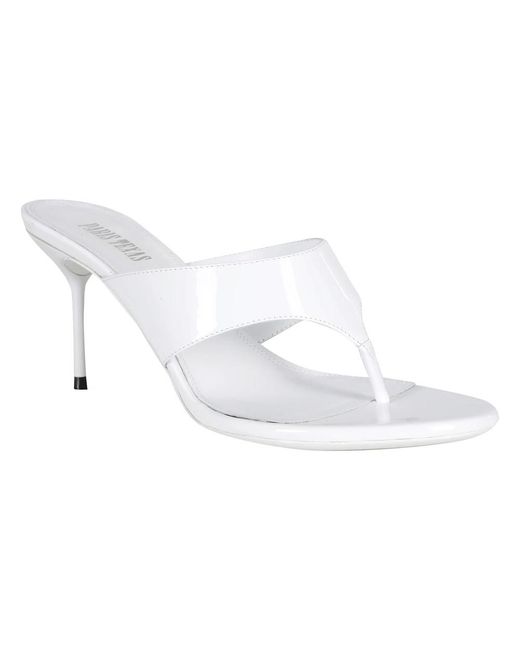 Paris Texas White Heeled Mules