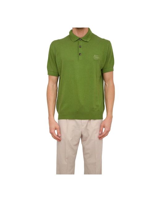 Etro Tops ,Groen ,Katoen Gebreide Polo Shirt in het Green voor heren
