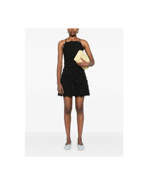 MSGM Black Schwarzes kleid mit quadratischem ausschnitt und überkreuzten trägern