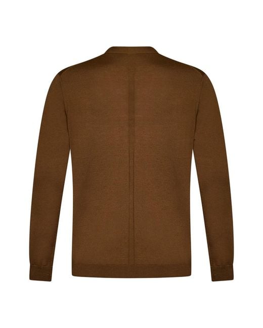 Low Brand Truien & Vesten ,Bruin ,Wol Bruine Merinowol V-Hals Sweater in het Brown voor heren