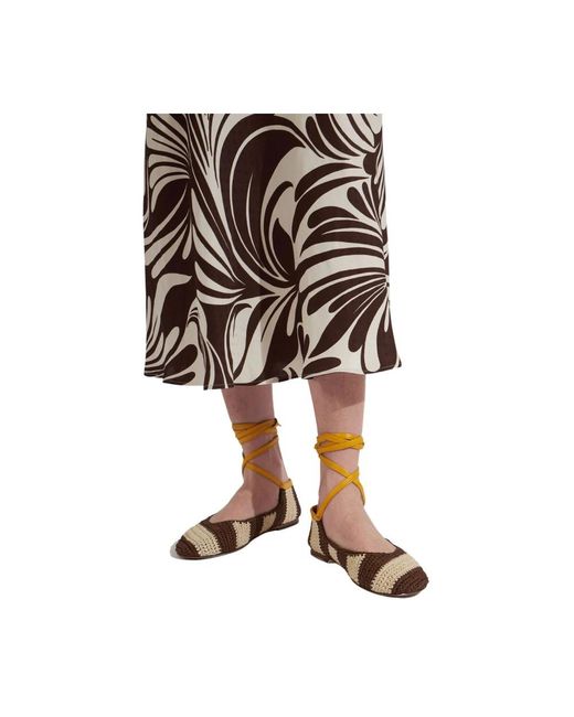 LaDoubleJ Brown Raffia Twist Ballerina Flats