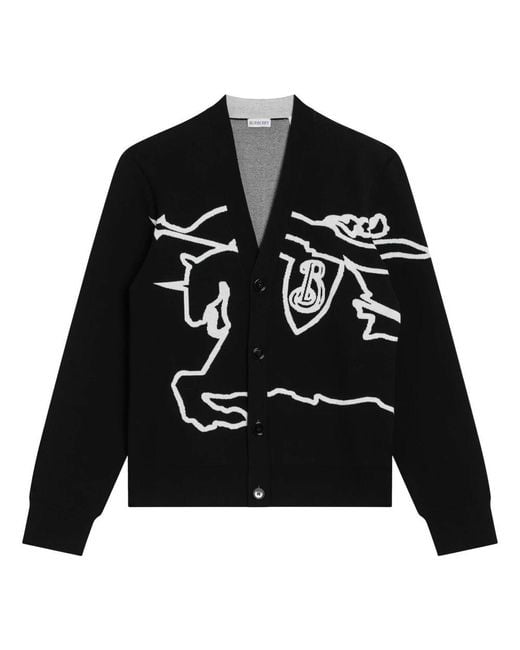 Burberry Black Chalk Cardigan With Ekd for men