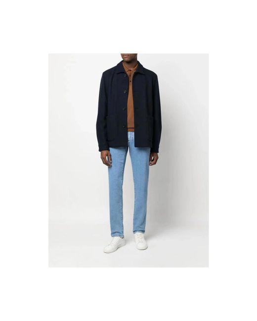 Zegna Marineblauer Woll-Kaschmir Mantel in Blue für Herren