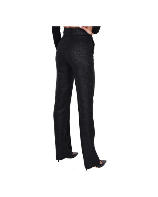Elisabetta Franchi Black High-Waisted Straight-Leg Hose