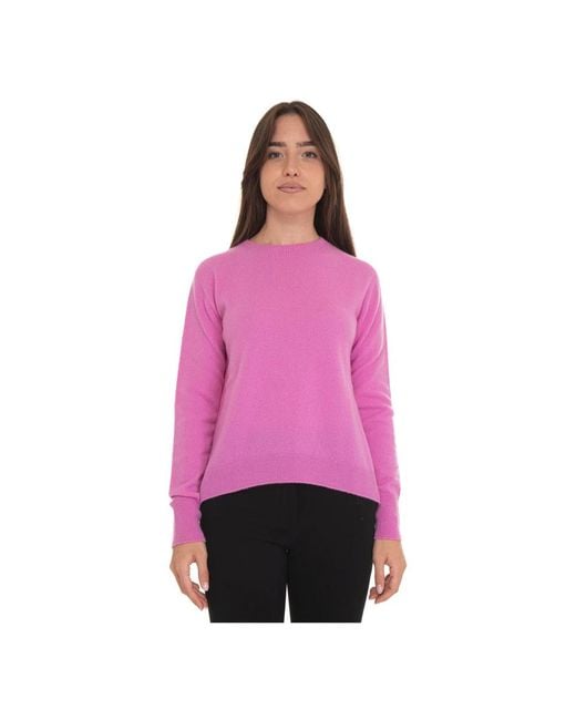 Vanisé Pink Kaschmir Flared Pullover Mit Rippstrick